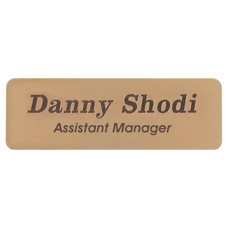 Satin Gold Brass Rectangle Name Badge