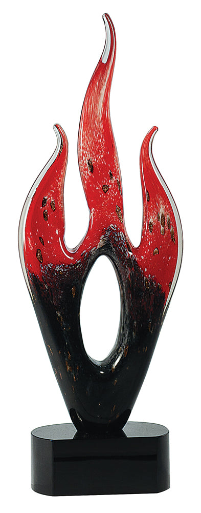 Red and Black Flame Art Glass