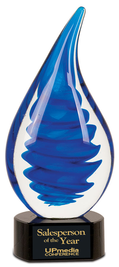 Blue Twist Raindrop Art Glass