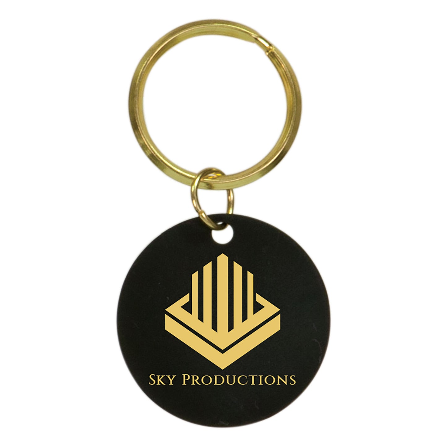 Black Brass Round Keychain