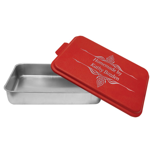 Aluminum Cake Pan with Red Powder Coated Lid