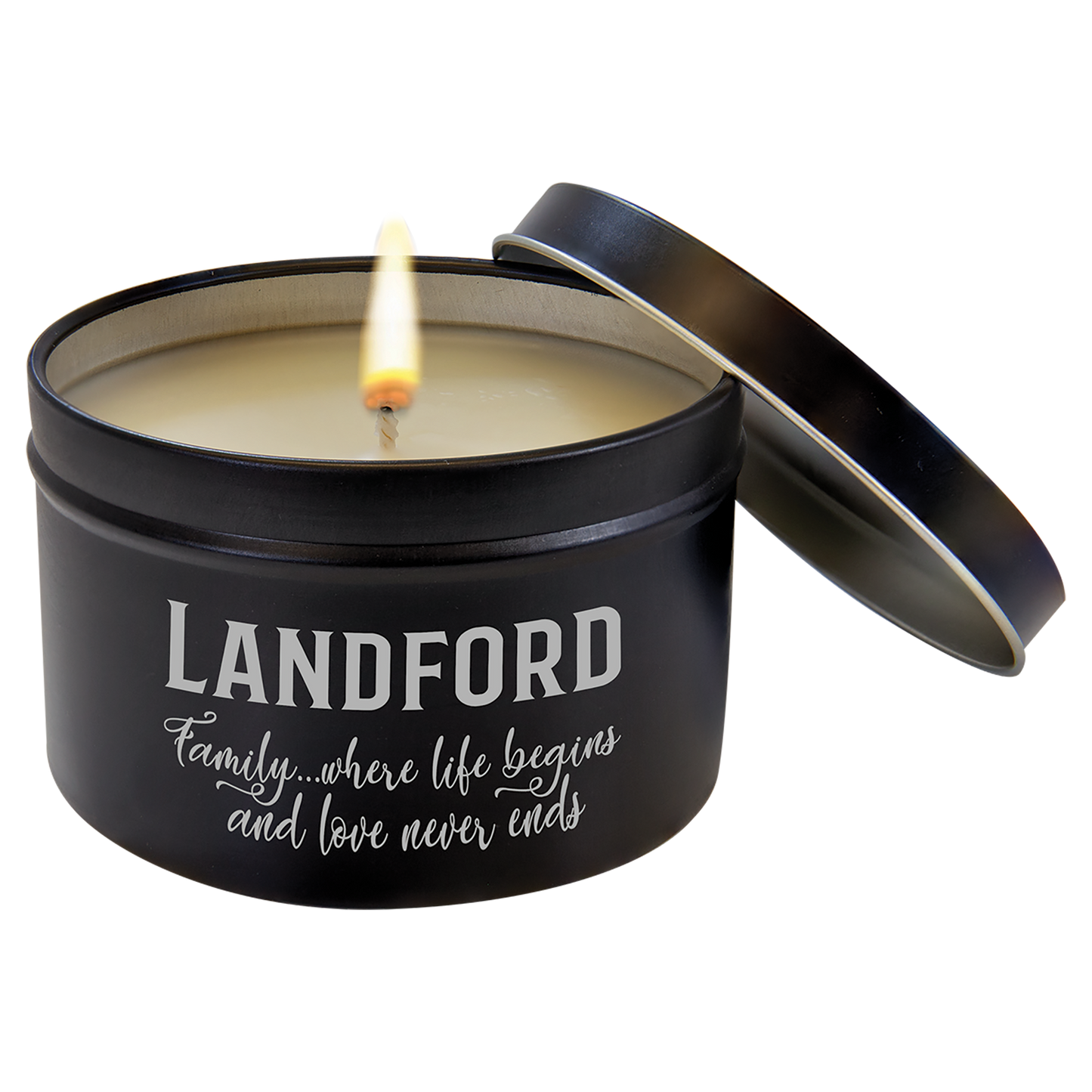 French Linen Black Metal Tin Candle