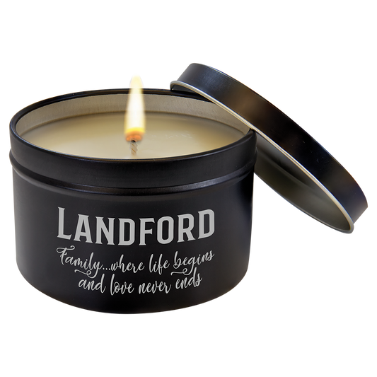French Linen Black Metal Tin Candle