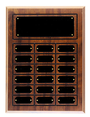 Cherry Finish Grooved Perpetual Plaque with 18 Plates