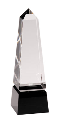 8" Crystal Obelisk on a Black Crystal Base