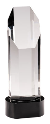 10 3/4" Crystal Octagon Slant-Top Tower on Black Crystal Base