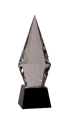 11" Crystal Faceted Obelisk on a Black Crystal Base