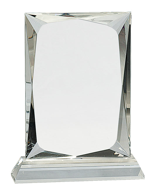 7 1/4" Crystal Facet Rectangle on a Clear Crystal Base