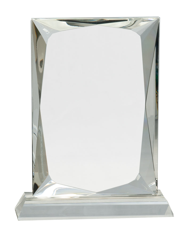 8" Crystal Facet Rectangle on a Clear Crystal Base