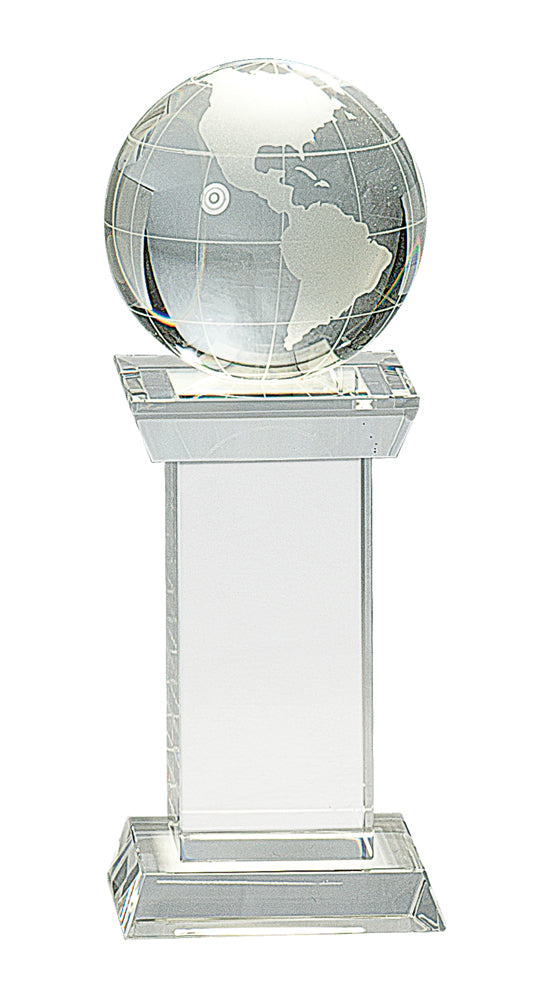 Crystal Globe on Clear Crystal Tower Base