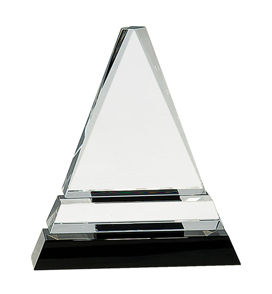 6 1/2" Crystal Triangle on a Black Crystal Base