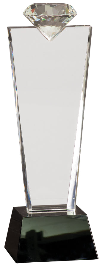 11" Crystal Diamond Top Award on Black Pedestal Base