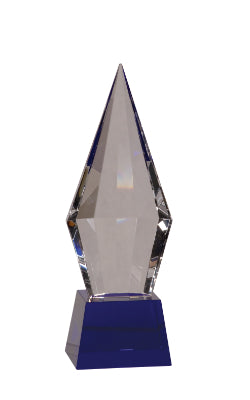 11" Crystal Faceted Obelisk on a Blue Crystal Base