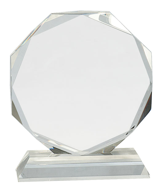 6" Crystal Octagon Facet on a Clear Crystal Base