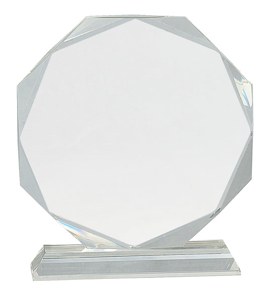 8" Crystal Octagon Facet on a Clear Crystal Base