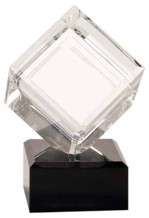 6" Crystal Cube on Black Crystal Base