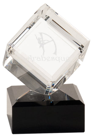 4 1/2" Crystal Cube on Black Crystal Base