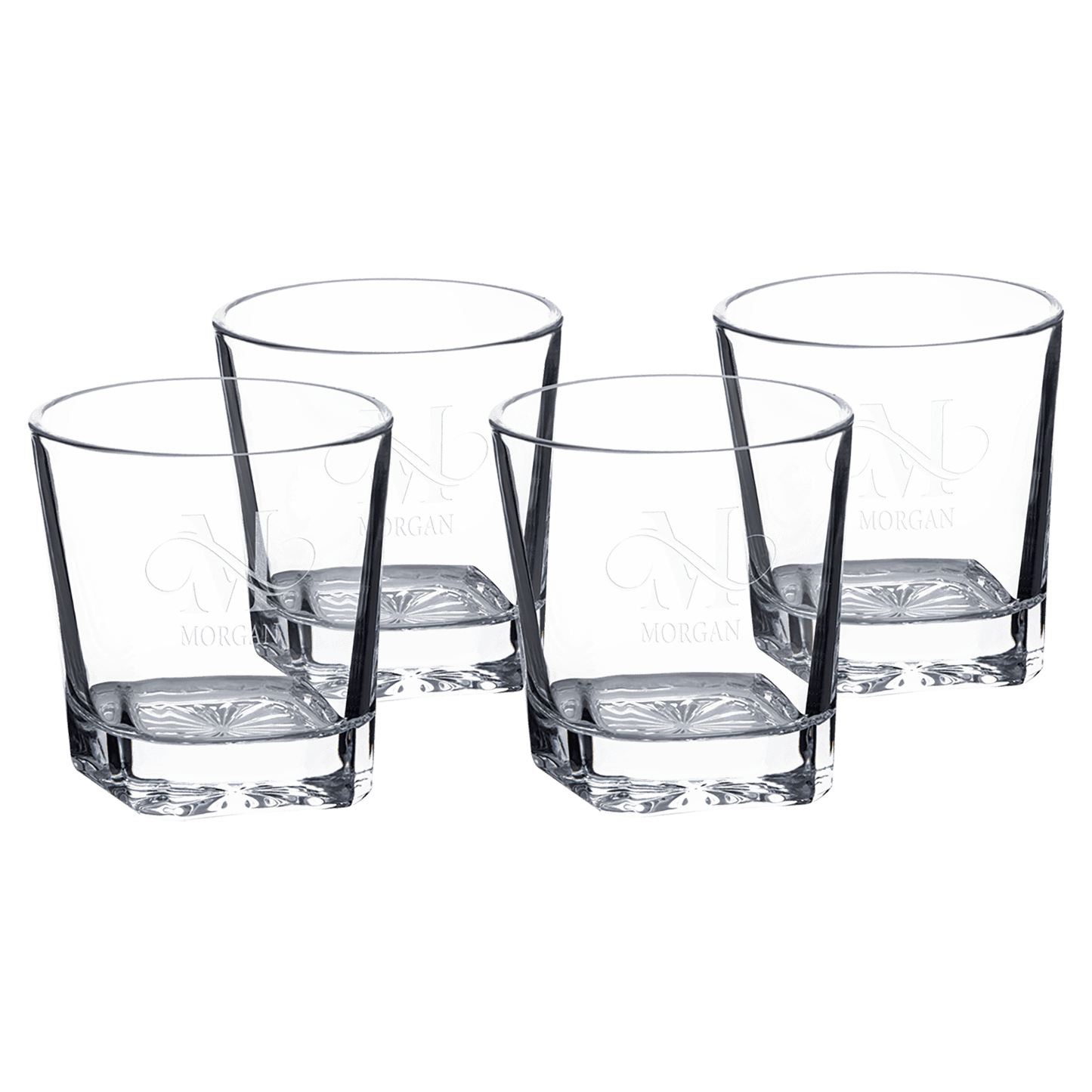 Set of Four 11 oz. Square Rocks Glasses in Gift Box