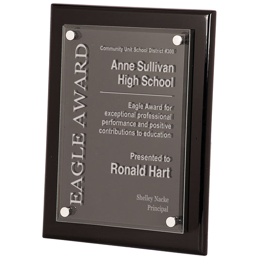 9" x 12" Black Piano Finish Floating Acrylic Plaque