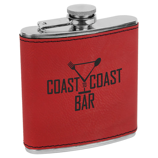 Red 6 oz. Leatherette Flask