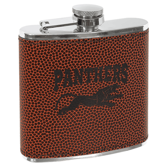 6 oz. Football Laserable Leatherette Stainless Steel Flask