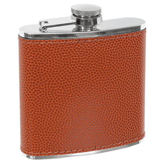 6 oz. Basketball Laserable Leatherette Stainless Steel Flask
