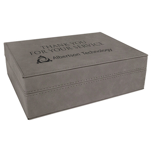 Gray Laserable Leatherette Premium Gift Box