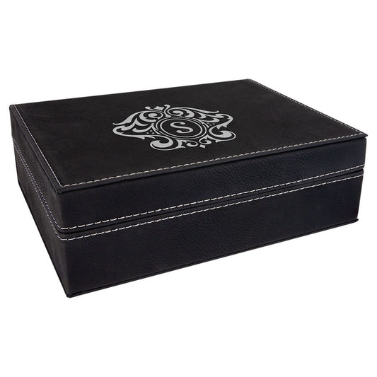 Black/Silver Laserable Leatherette Premium Gift Box