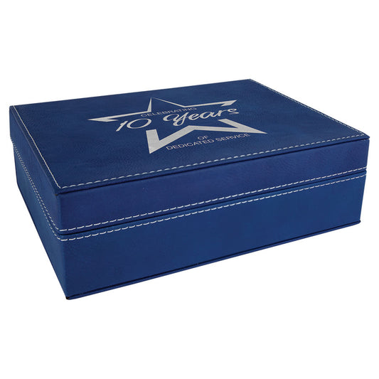 Blue/Silver Laserable Leatherette Premium Gift Box