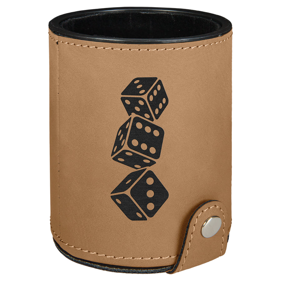 Light Brown Leatherette Dice Cup Set