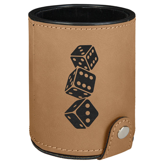 Light Brown Leatherette Dice Cup Set