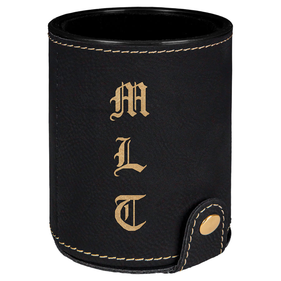 Black/Gold Leatherette Dice Cup Set