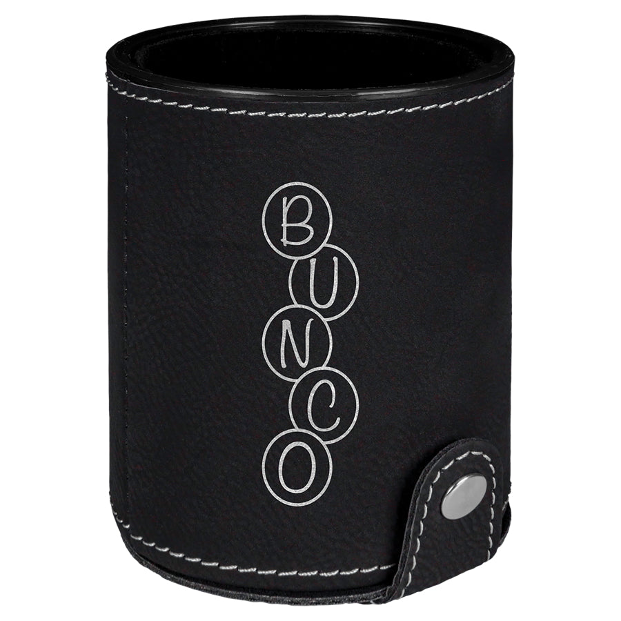 Black/Silver Leatherette Dice Cup Set