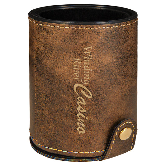 Rustic/Gold Leatherette Dice Cup Set