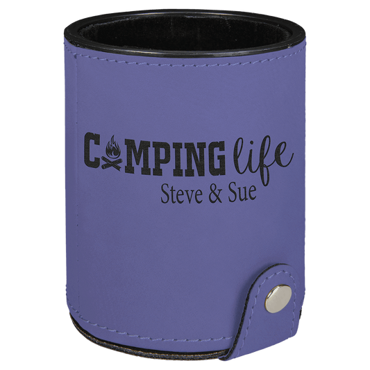 Purple Laserable Leatherette Dice Cup with 5 Dice