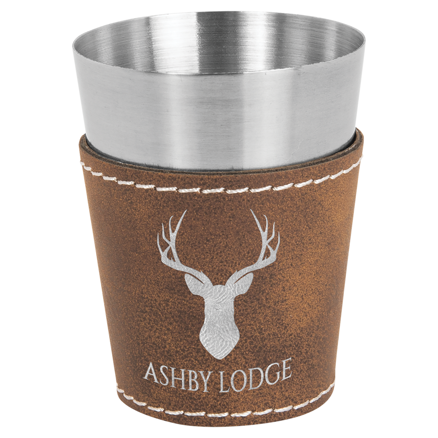 Rustic/Silver Leatherette Shot Glass