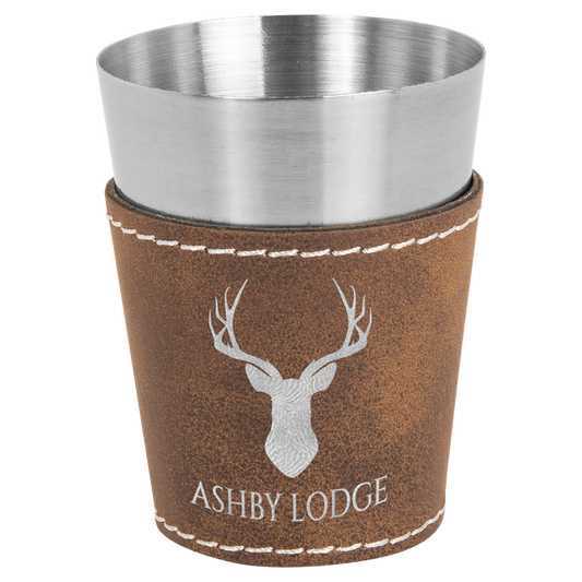 Rustic/Silver Leatherette Shot Glass