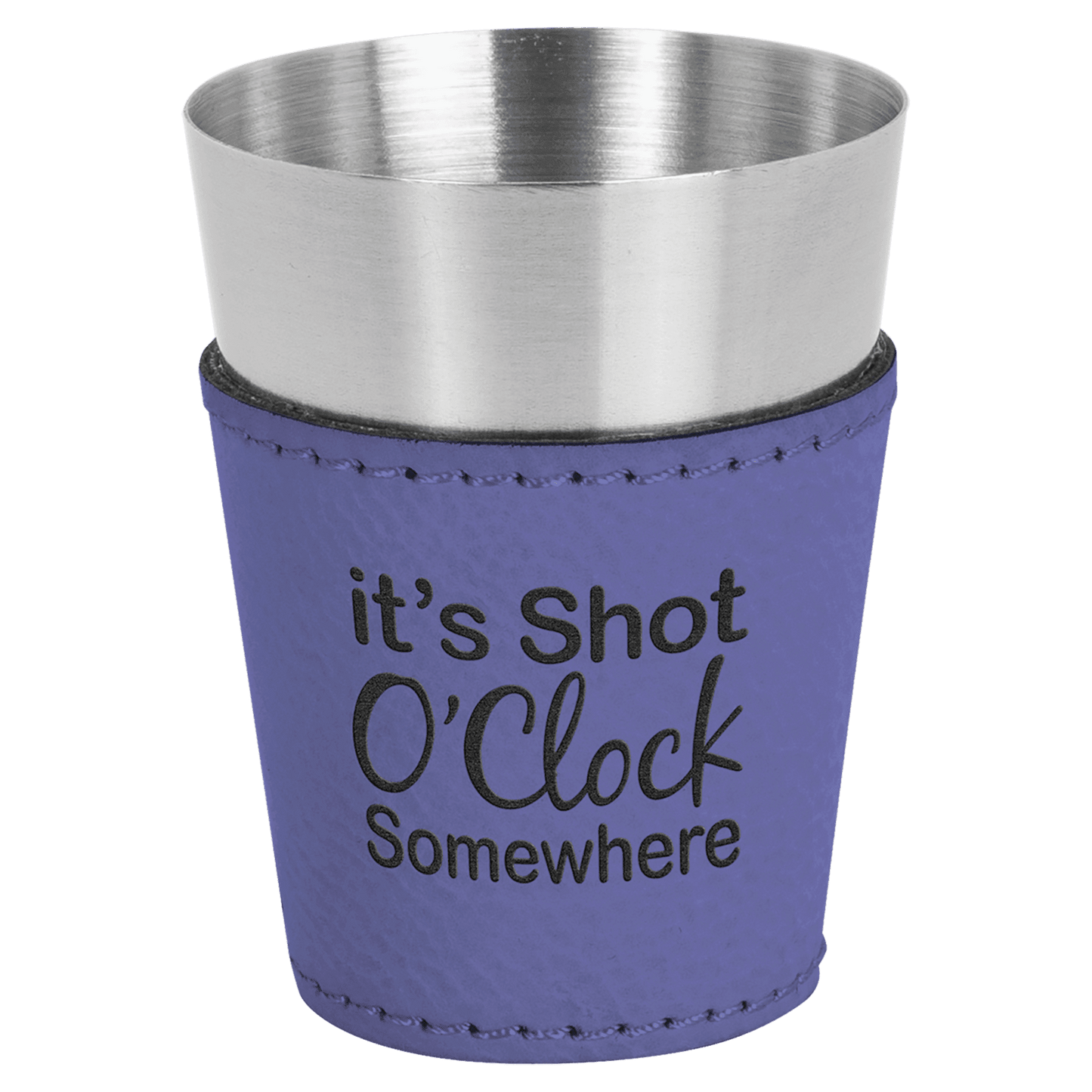 2 oz. Purple Laserable Leatherette & Stainless Steel Shot Glass