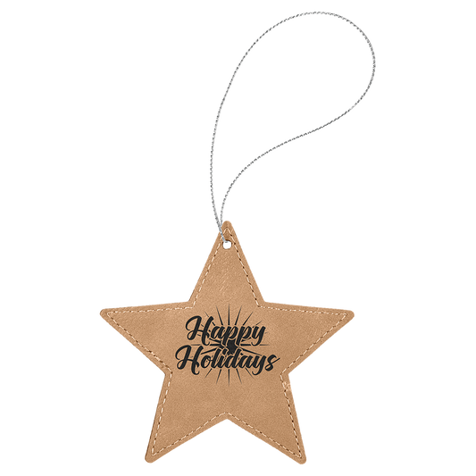 Light Brown Leatherette Star Ornament