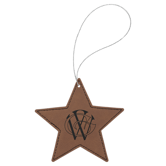 Dark Brown Leatherette Star Ornament