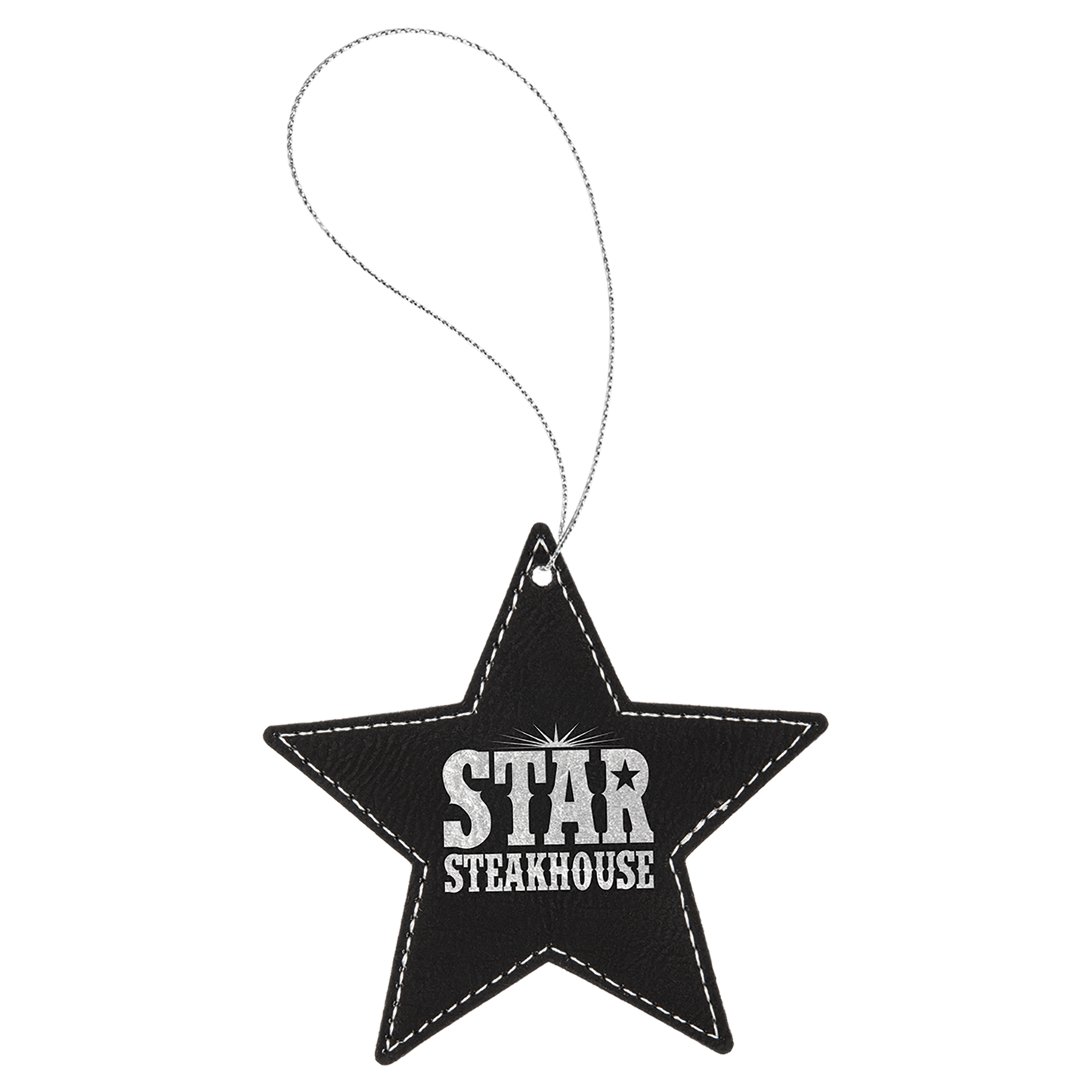 Black/Silver Leatherette Star Ornament