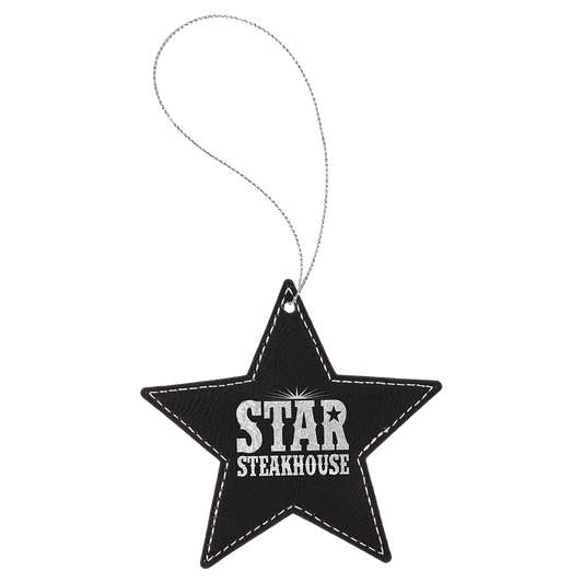 Black/Silver Leatherette Star Ornament