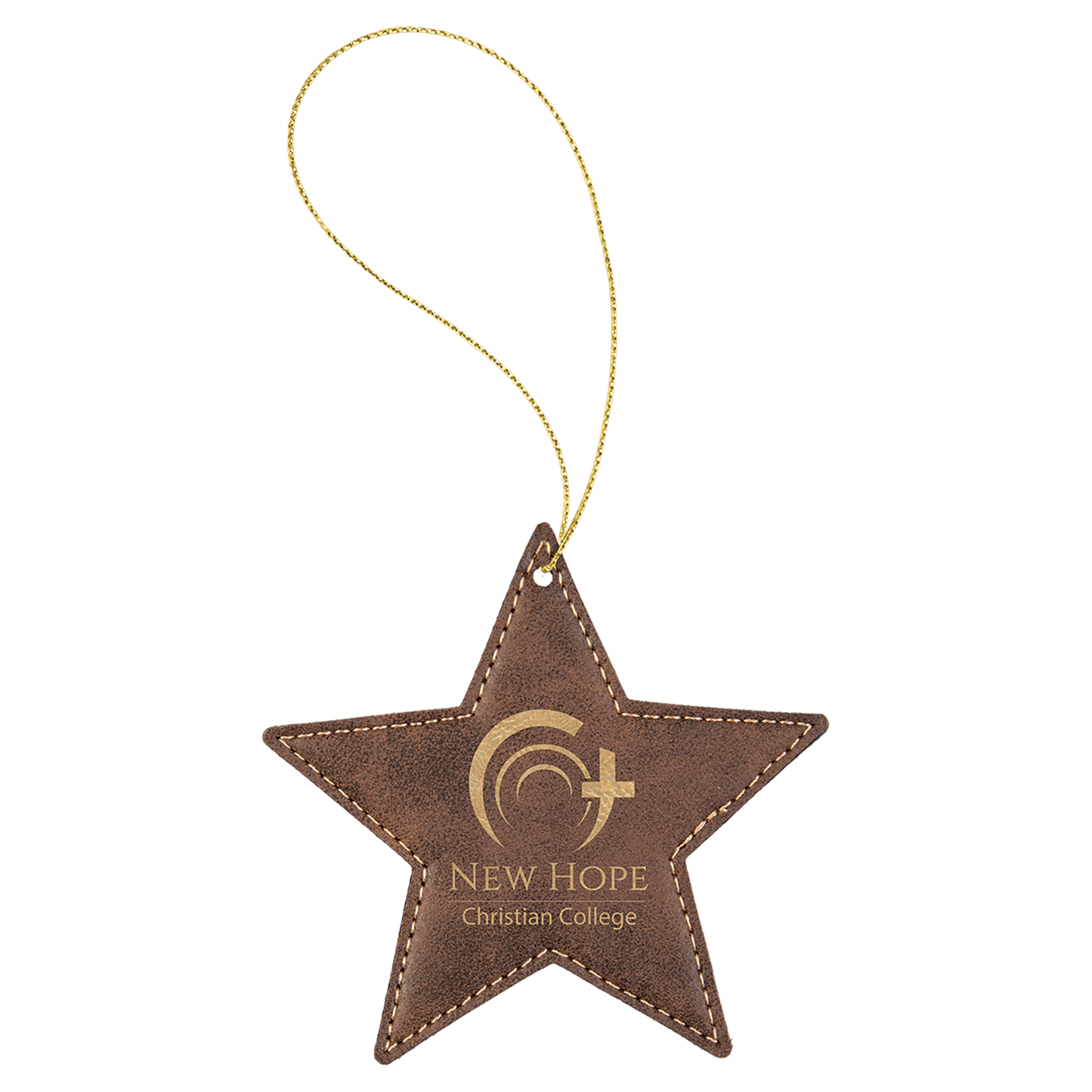 Rustic/Gold Leatherette Star Ornament