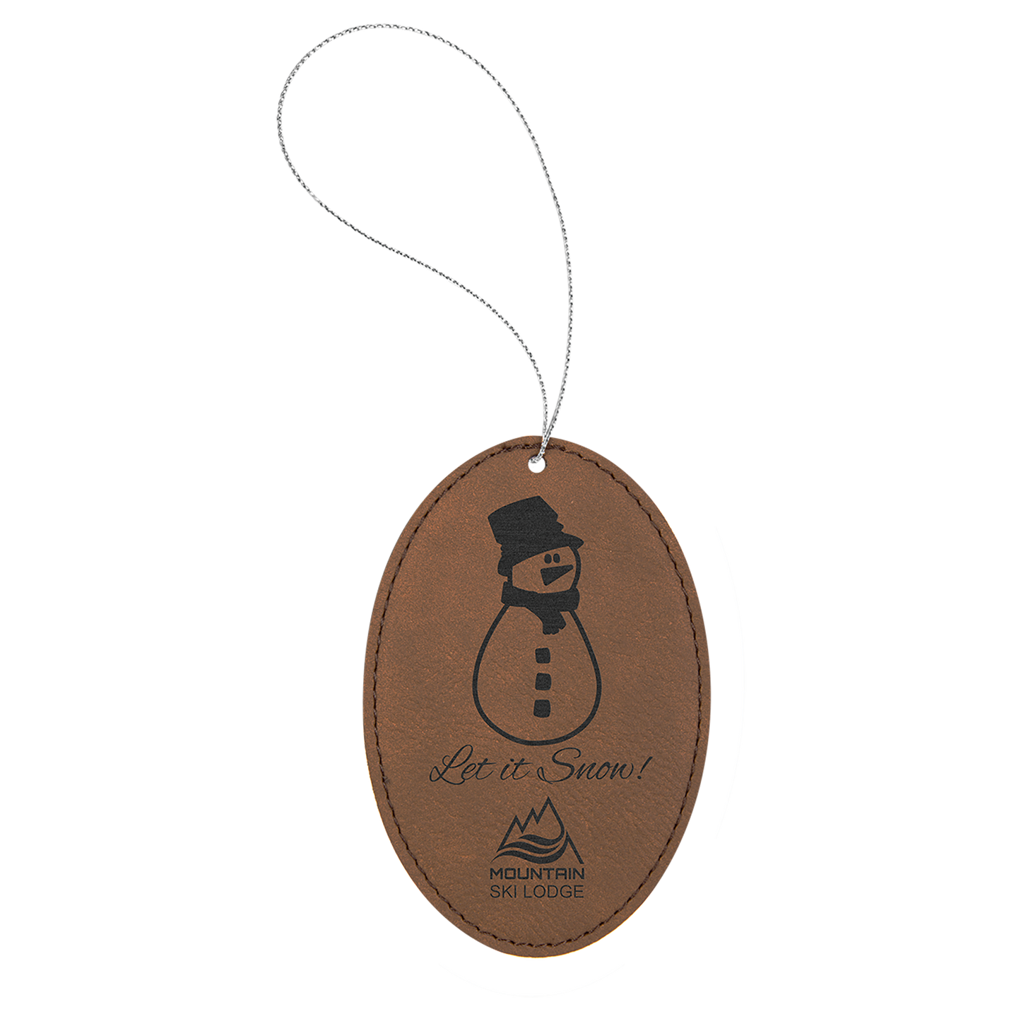 Dark Brown Leatherette Oval Ornament