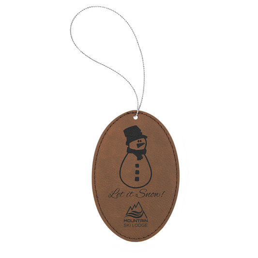 Dark Brown Leatherette Oval Ornament