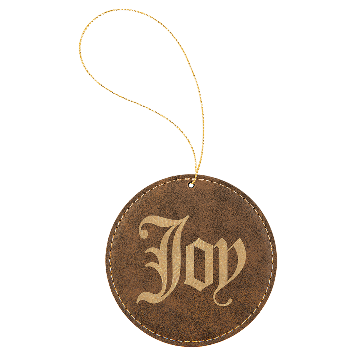 Rustic/Gold Leatherette Round Ornament