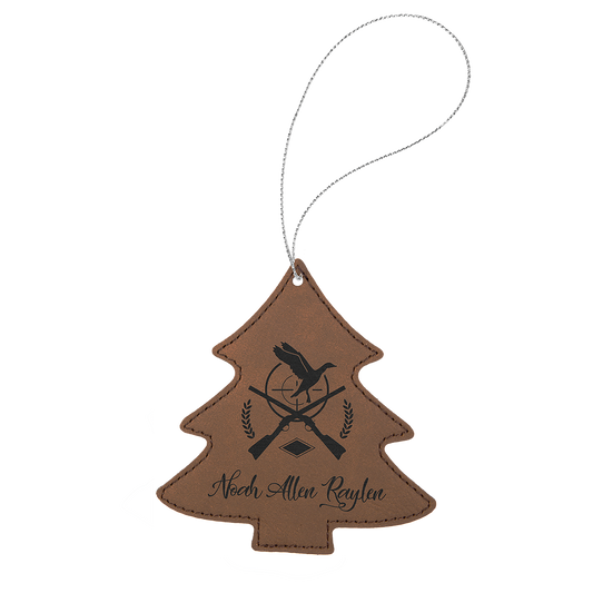 Dark Brown Leatherette Tree Ornament