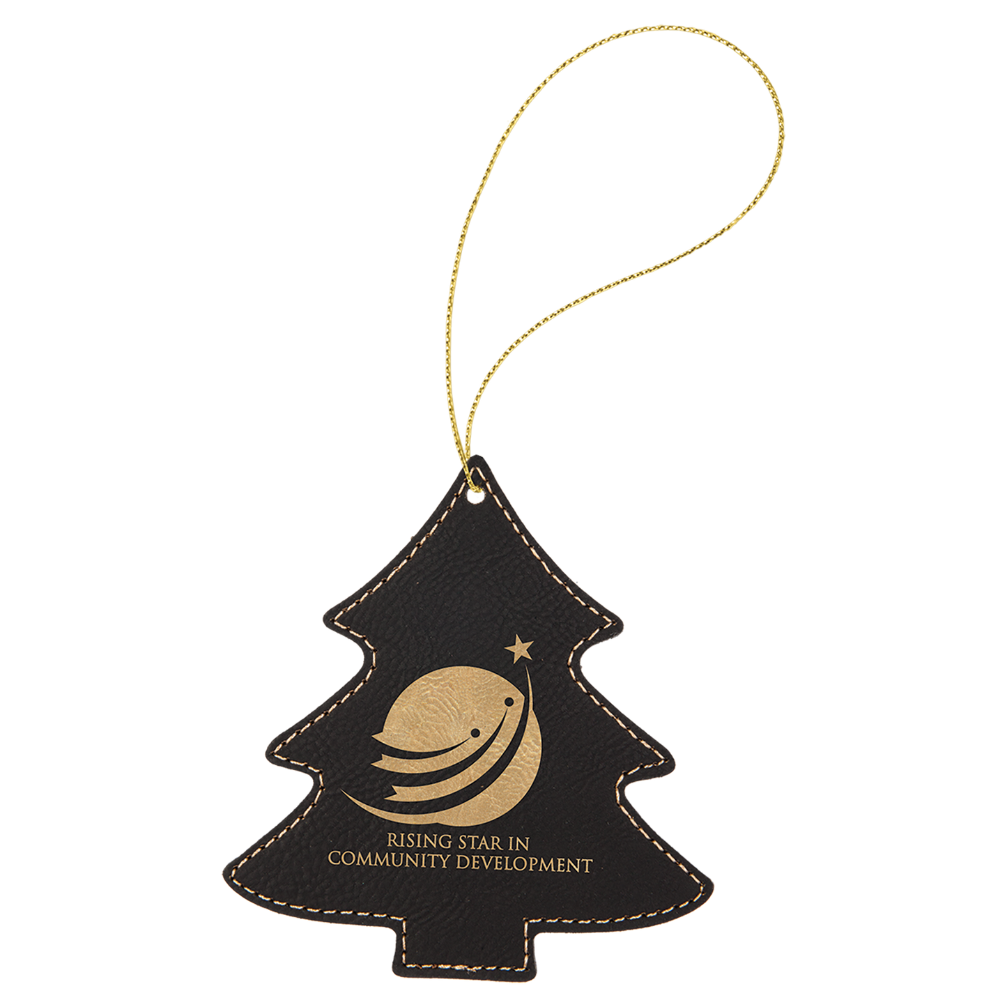 Black/Gold Leatherette Tree Ornament