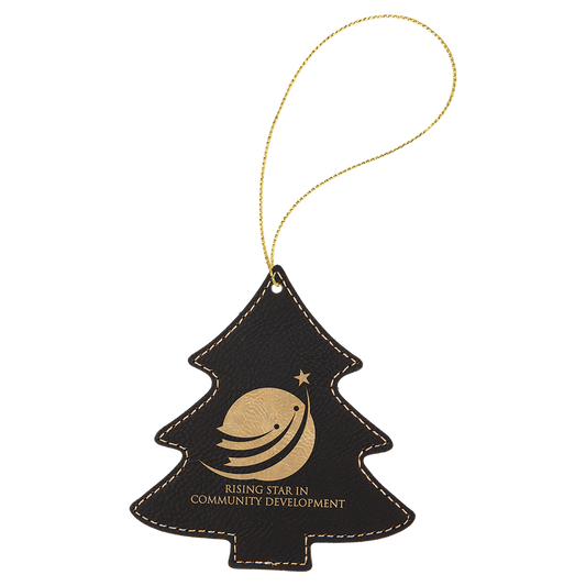Black/Gold Leatherette Tree Ornament