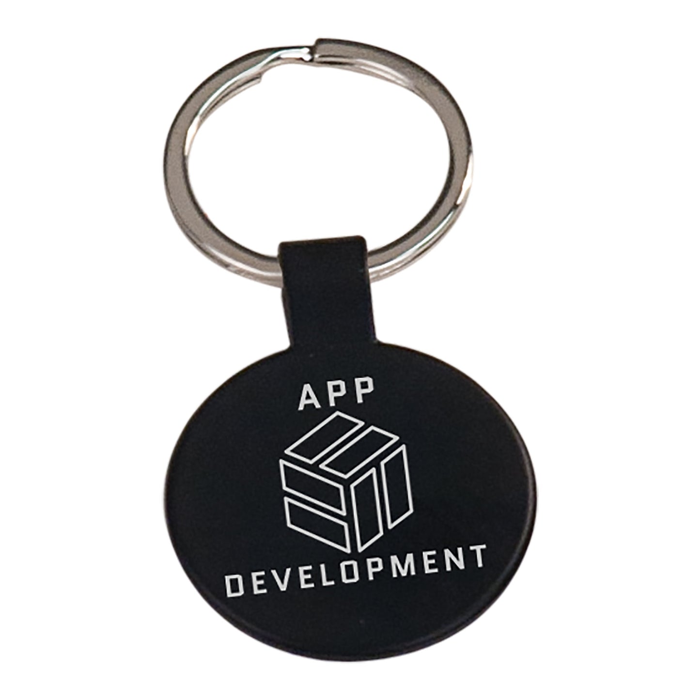 Black Round Metal Keychain